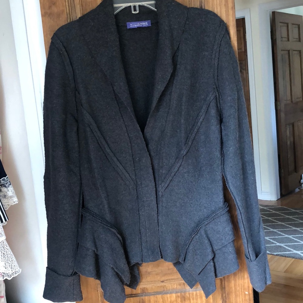 Women’s side peplum jacket - grey - size small